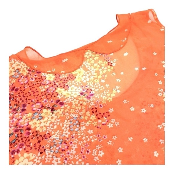 CAbi # 268 Merrow Edge‎ Orange Garden Floral Sleeveless Top in Size XS casual - Picture 12 of 14